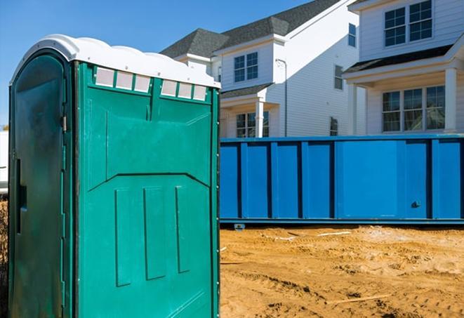 clean, well-maintained porta potties on a construction site